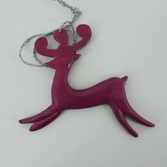 Reindeer Jade Magenta Christmas Tree Ornament Set2 Deers - Picture 6 of 9